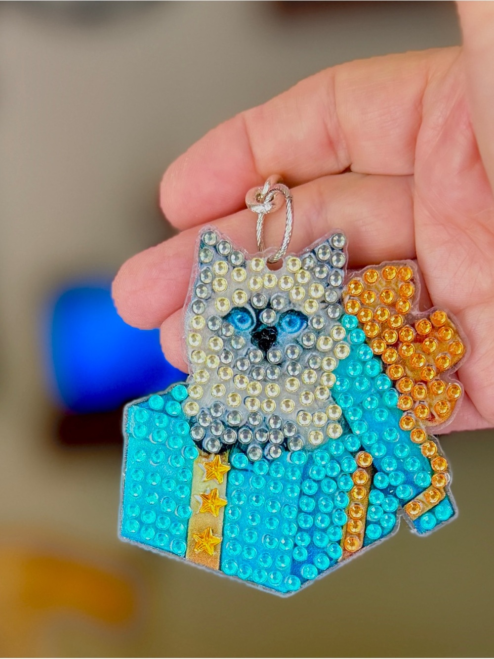 Diamond Painted Cat Keychain – Sealed with Premium Charms & Crystal Accents - Picture 8 of 9